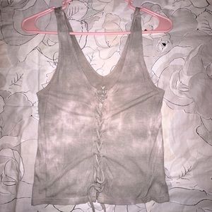 cropped tie up tank top